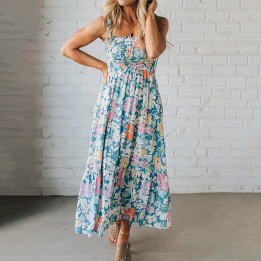💖2025 Vente chaude💖Robe fluide à bretelles à imprimé floral pour femmes