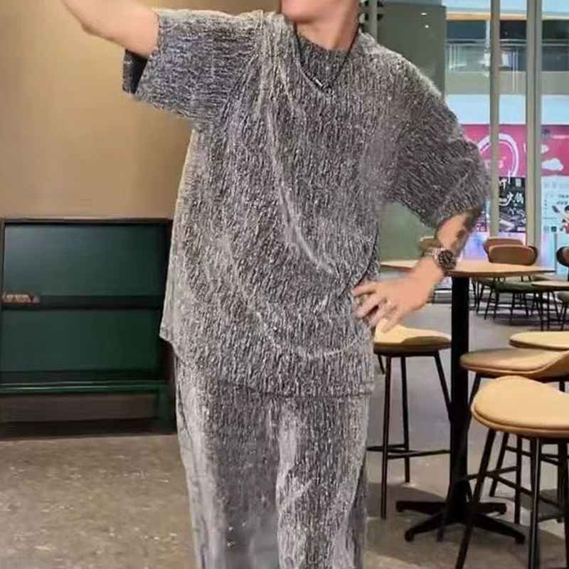 ⏳Spécial à durée limitée⏰Ensemble 2 pièces pour homme : haut à manches courtes et pantalon à jambes larges