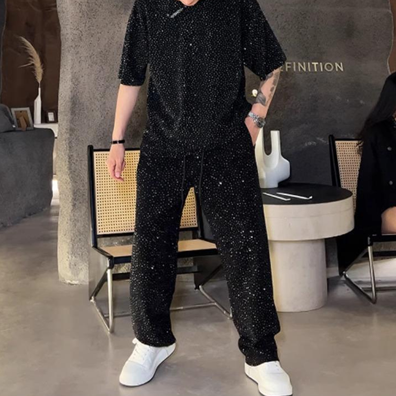 ⏳Spécial à durée limitée⏰Ensemble 2 pièces pour homme : haut à manches courtes et pantalon à jambes larges