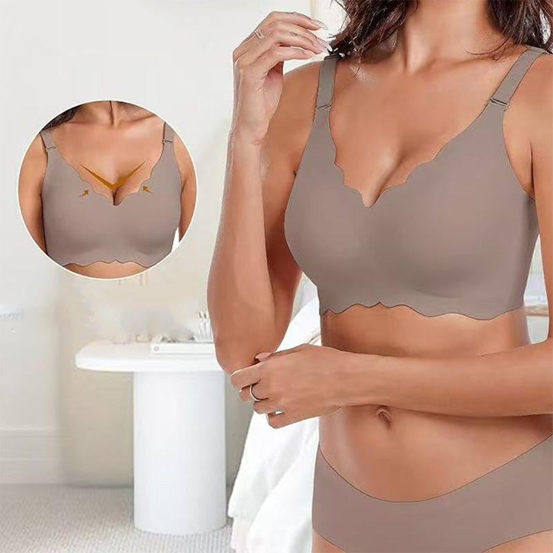 Soutien-gorge push-up plongeant en V profond sans armatures et sans coutures