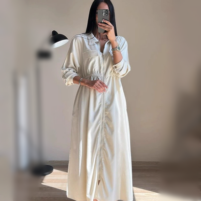 Robe à manches longues zippée avec taille cintrée