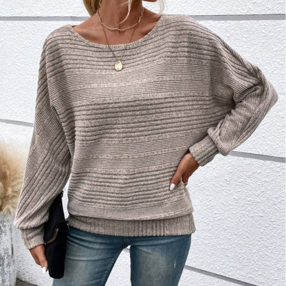 🌹Soldes d'automne - 49 % de réduction🌹Haut rayé à col rond et manches longues