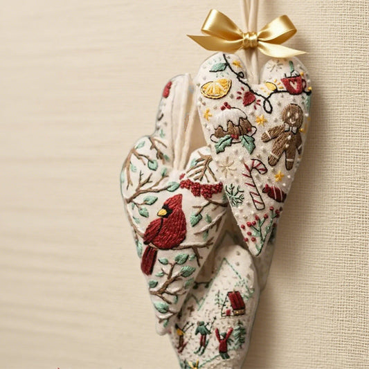 Heart-Shaped Hand Embroidered Christmas Kit