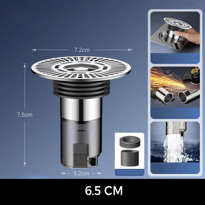 Siphon de sol rond allongé pour salle de bain