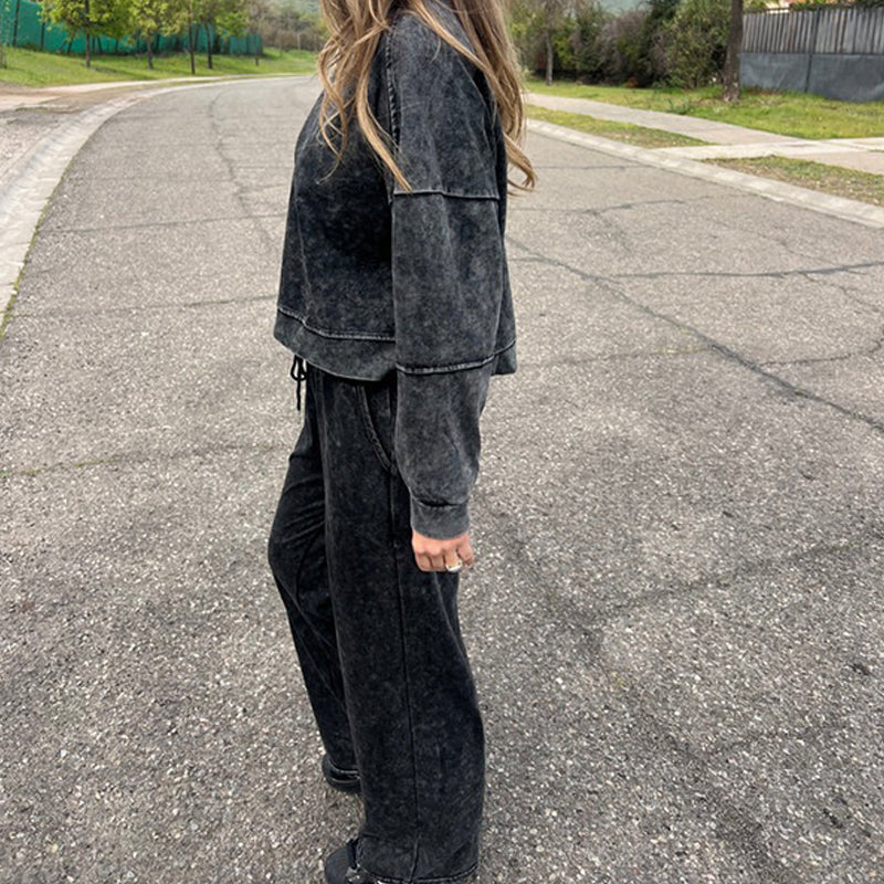 ⏳Spécial à durée limitée⏰Ensemble sweat-shirt à col rond et pantalon à cordon pour femme👚👖