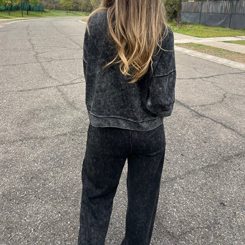 ⏳Spécial à durée limitée⏰Ensemble sweat-shirt à col rond et pantalon à cordon pour femme👚👖