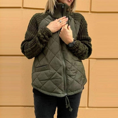 ⏳Offre à durée limitée : 50 % de réduction💥Doudoune patchwork tricotée pour femme