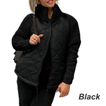 ⏳Offre à durée limitée : 50 % de réduction💥Doudoune patchwork tricotée pour femme