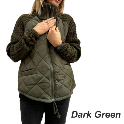 ⏳Offre à durée limitée : 50 % de réduction💥Doudoune patchwork tricotée pour femme