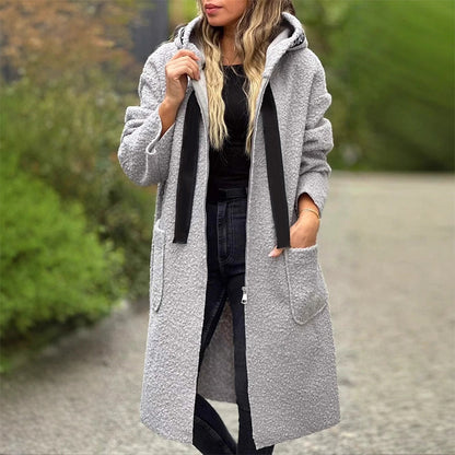 Manteau à Capuche Zippé Tendance avec Poches pour Femme
