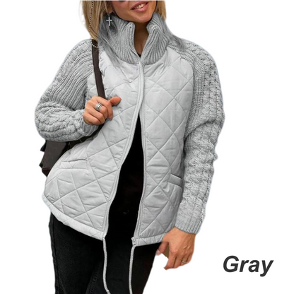 Veste matelassée en patchwork en tricot pour femmes