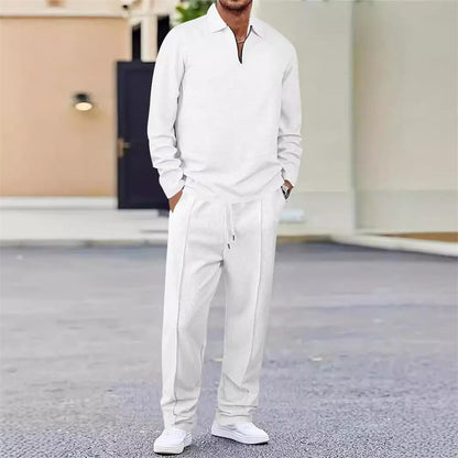 Ensemble pour homme : sweat en maille gaufrée et pantalon droit
