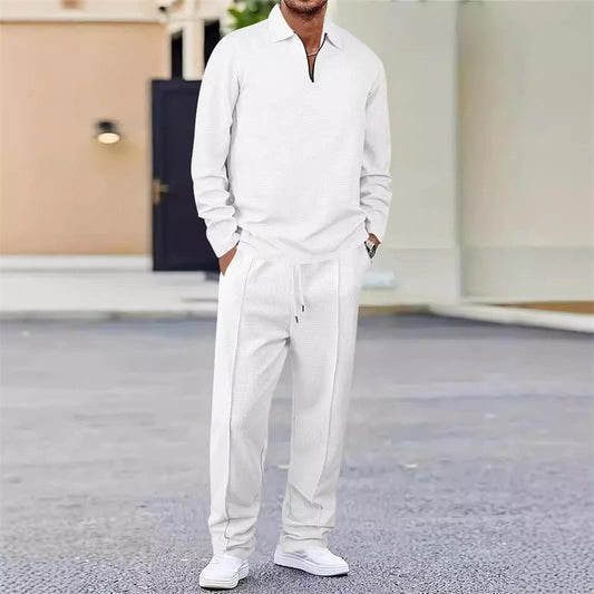Ensemble pour homme : sweat en maille gaufrée et pantalon droit