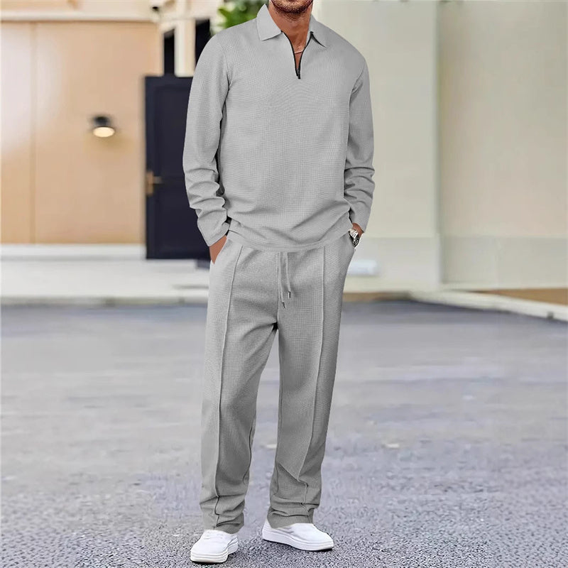 Ensemble pour homme : sweat en maille gaufrée et pantalon droit