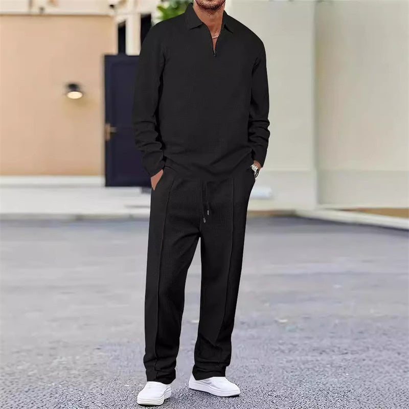 Ensemble pour homme : sweat en maille gaufrée et pantalon droit