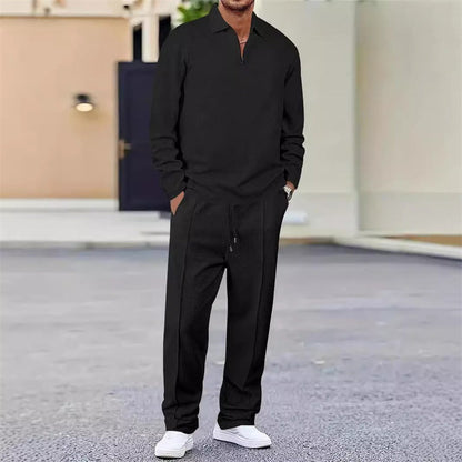 Ensemble pour homme : sweat en maille gaufrée et pantalon droit