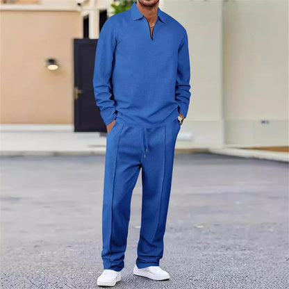 Ensemble pour homme : sweat en maille gaufrée et pantalon droit