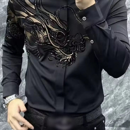 📢📢 50% DE RÉDUCTION ! ✨L’élégance masculine réinventée – Chemise Slim Fit à Imprimé Chic ✨