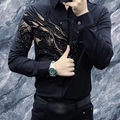 📢📢 50% DE RÉDUCTION ! ✨L’élégance masculine réinventée – Chemise Slim Fit à Imprimé Chic ✨