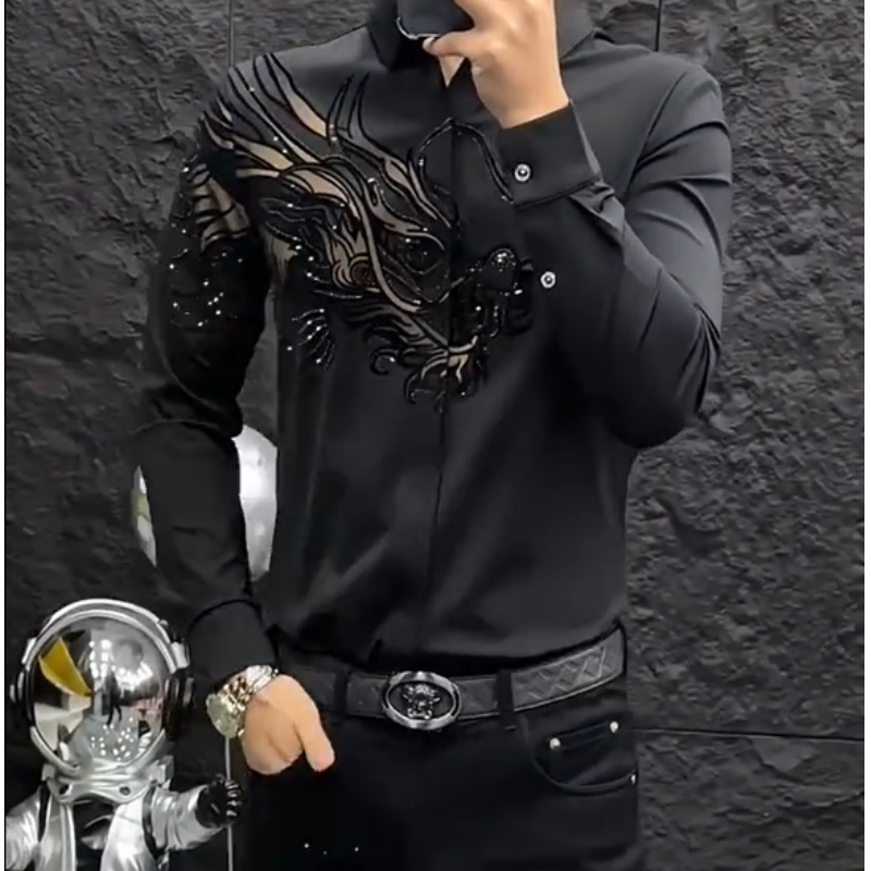 📢📢 50% DE RÉDUCTION ! ✨L’élégance masculine réinventée – Chemise Slim Fit à Imprimé Chic ✨