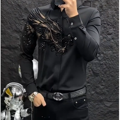 📢📢 50% DE RÉDUCTION ! ✨L’élégance masculine réinventée – Chemise Slim Fit à Imprimé Chic ✨