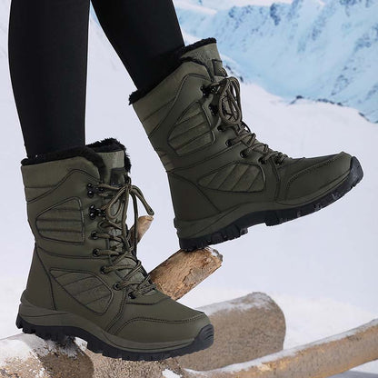 Bottes de neige chaudes à lacets pour femmes, montant jusqu'à la cheville【Livraison gratuite】
