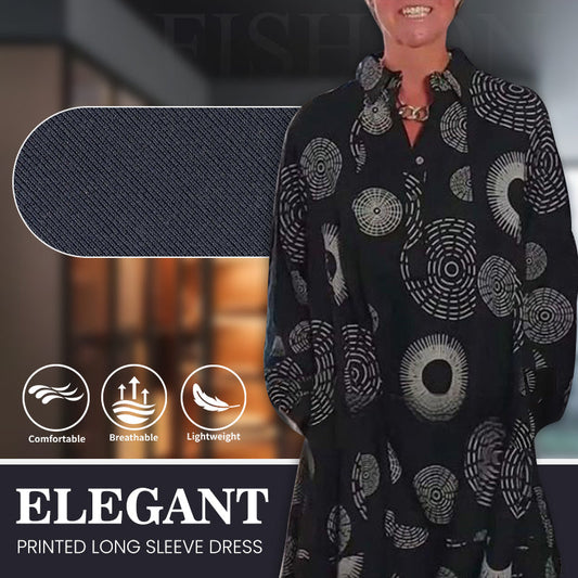 Robe Élégante Imprimée à Manches Longues