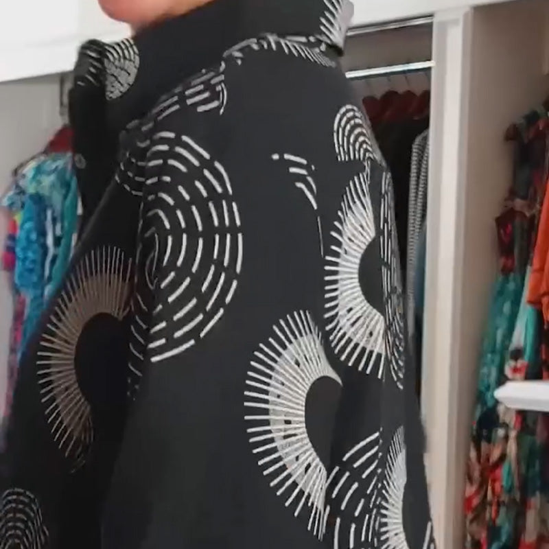 Robe Élégante Imprimée à Manches Longues