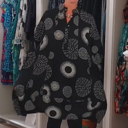 Robe Élégante Imprimée à Manches Longues