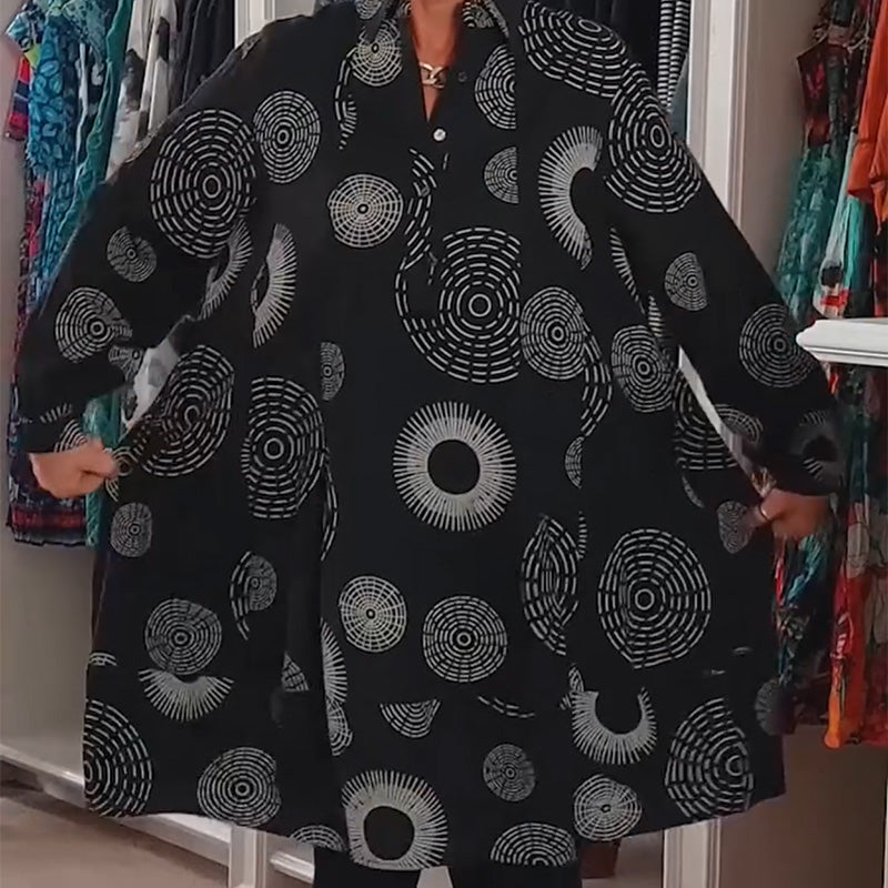 Robe Élégante Imprimée à Manches Longues