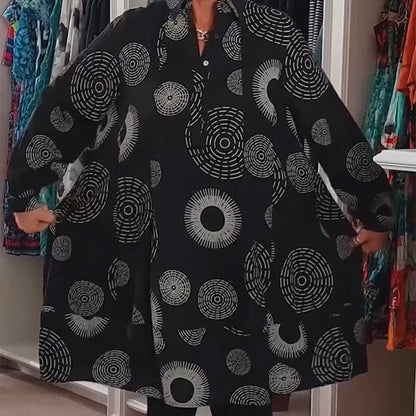 Robe Élégante Imprimée à Manches Longues
