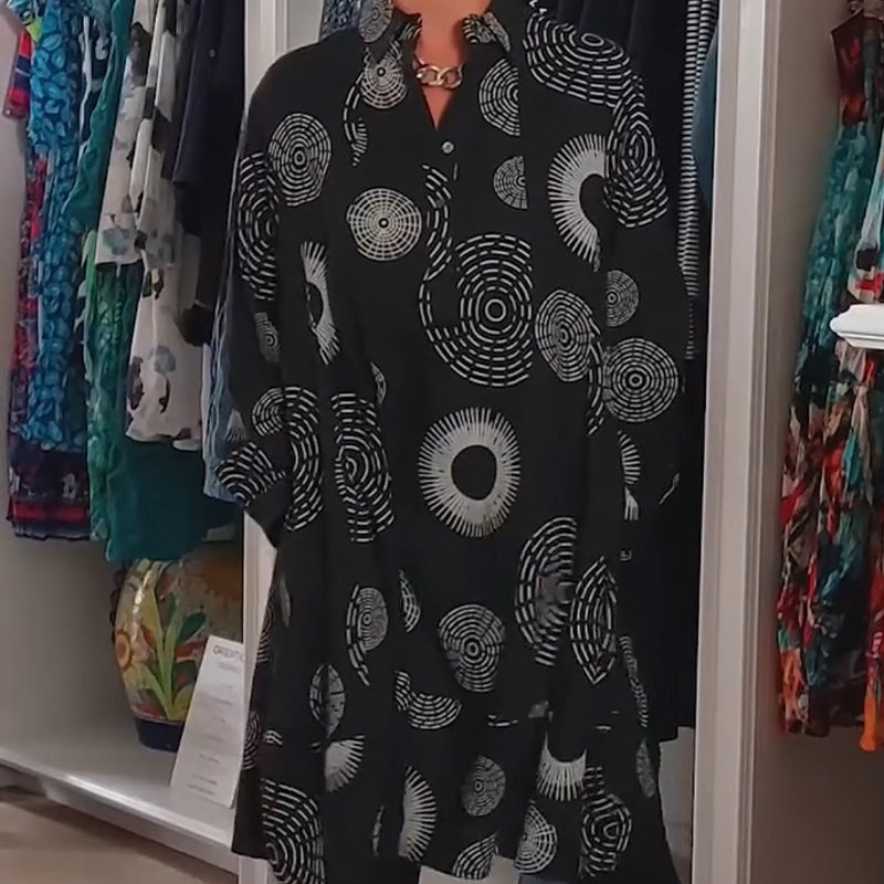 Robe Élégante Imprimée à Manches Longues