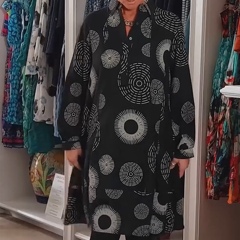 Robe Élégante Imprimée à Manches Longues