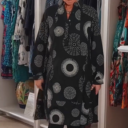 Robe Élégante Imprimée à Manches Longues