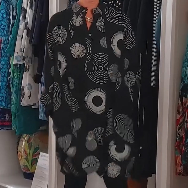 Robe Élégante Imprimée à Manches Longues