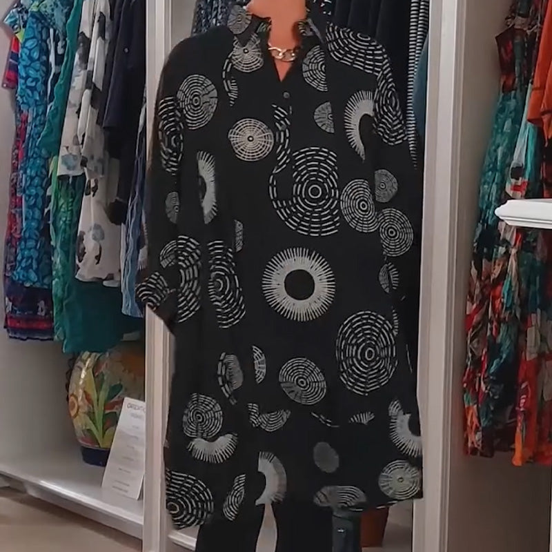 Robe Élégante Imprimée à Manches Longues