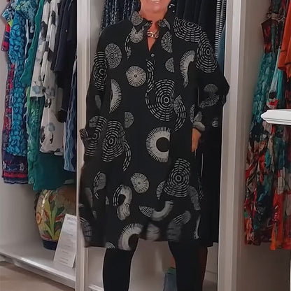 Robe Élégante Imprimée à Manches Longues