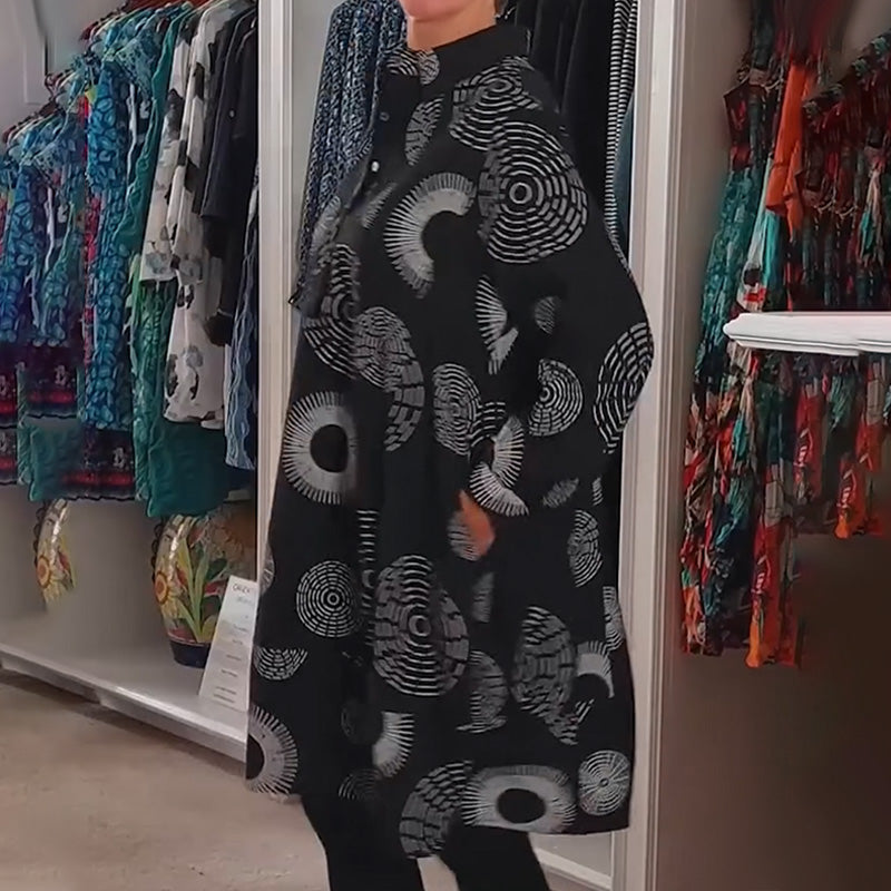 Robe Élégante Imprimée à Manches Longues