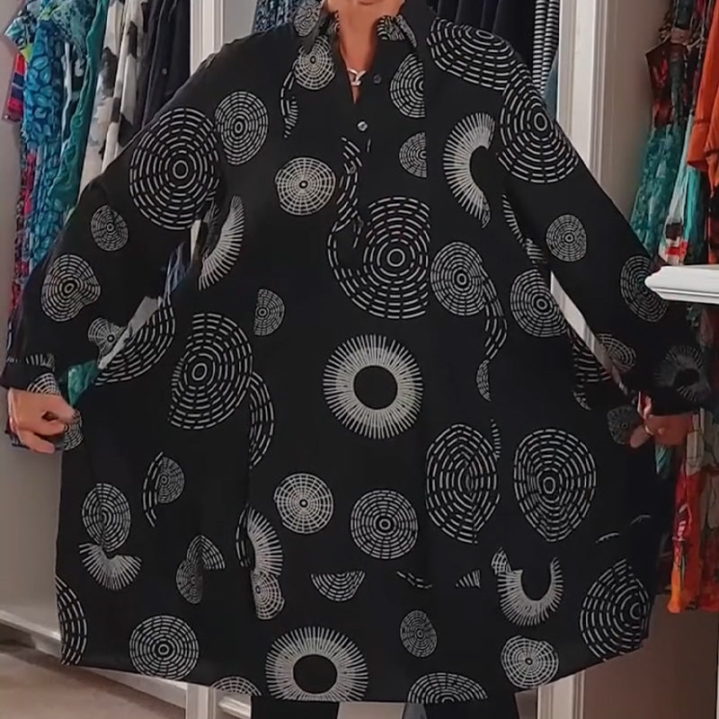 Robe Élégante Imprimée à Manches Longues