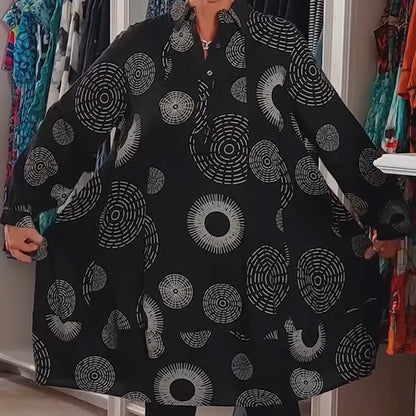 Robe Élégante Imprimée à Manches Longues