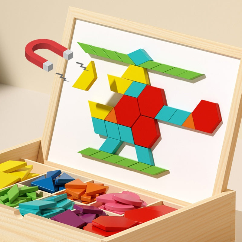 📢📢50% DE RÉDUCTION✨Jeu de puzzle magnétique en bois avec motifs