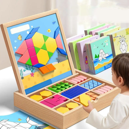 📢📢50% DE RÉDUCTION✨Jeu de puzzle magnétique en bois avec motifs