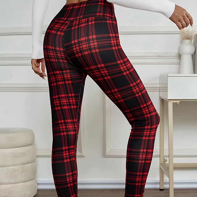 Leggings à carreaux doublés polaire pour femmes – des vêtements d'hiver doux, extensibles et élégants 🧣