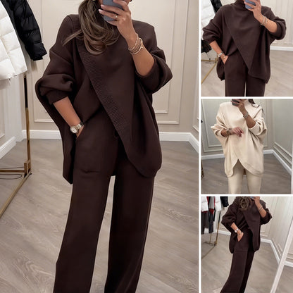 🔥 59 % RABATT! NEU! Zweiteiliges Damen-Set – Asymmetrischer Pullover + weite Hose, bequeme Passform und weicher Stoff, super bequem 👚✨ ✅ Kostenloser Versand