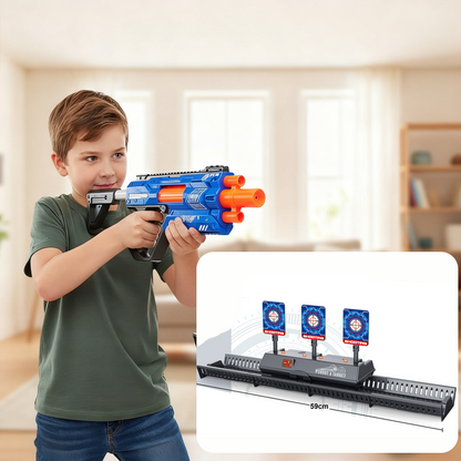 Electric Auto-Reset Shooting Target Game With Moving Rail
