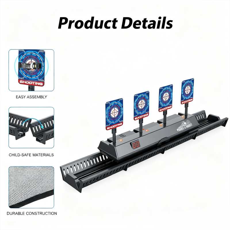 Electric Auto-Reset Shooting Target Game With Moving Rail