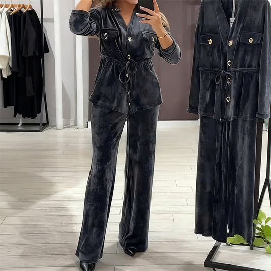 🔥Offres spéciales - Ensemble chaud à boutons pour femme (avec poches)