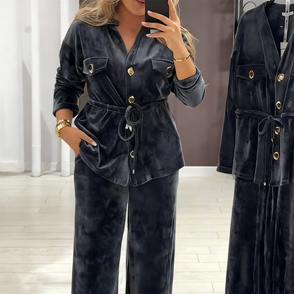 🔥Offres spéciales - Ensemble chaud à boutons pour femme (avec poches)