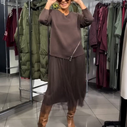 Robe élégante en maille et tulle pour femme🔥Livraison gratuite