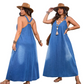 👗 50% RABATT! ✨ Lässiges Locker Sitzendes Denim-Maxikleid mit V-Ausschnitt – Bequem, Vielseitig & Perfekt Für Den Alltag 🌸